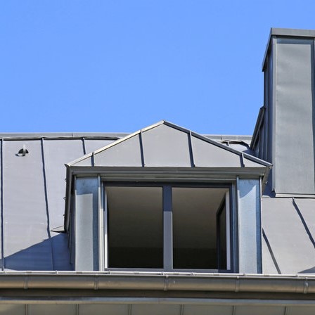 metal roof with an outcropping