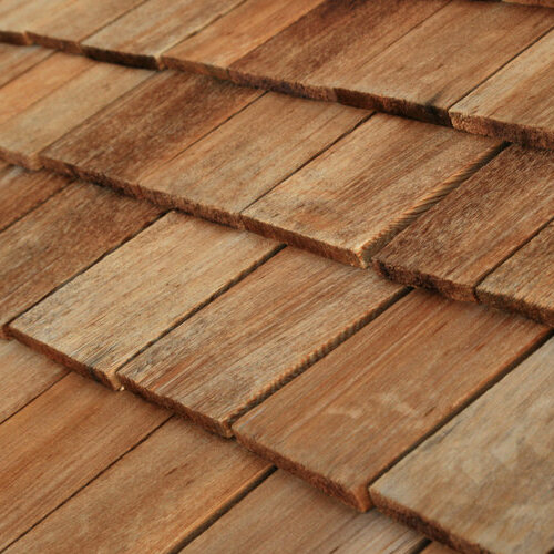 close-up of wooden shingles